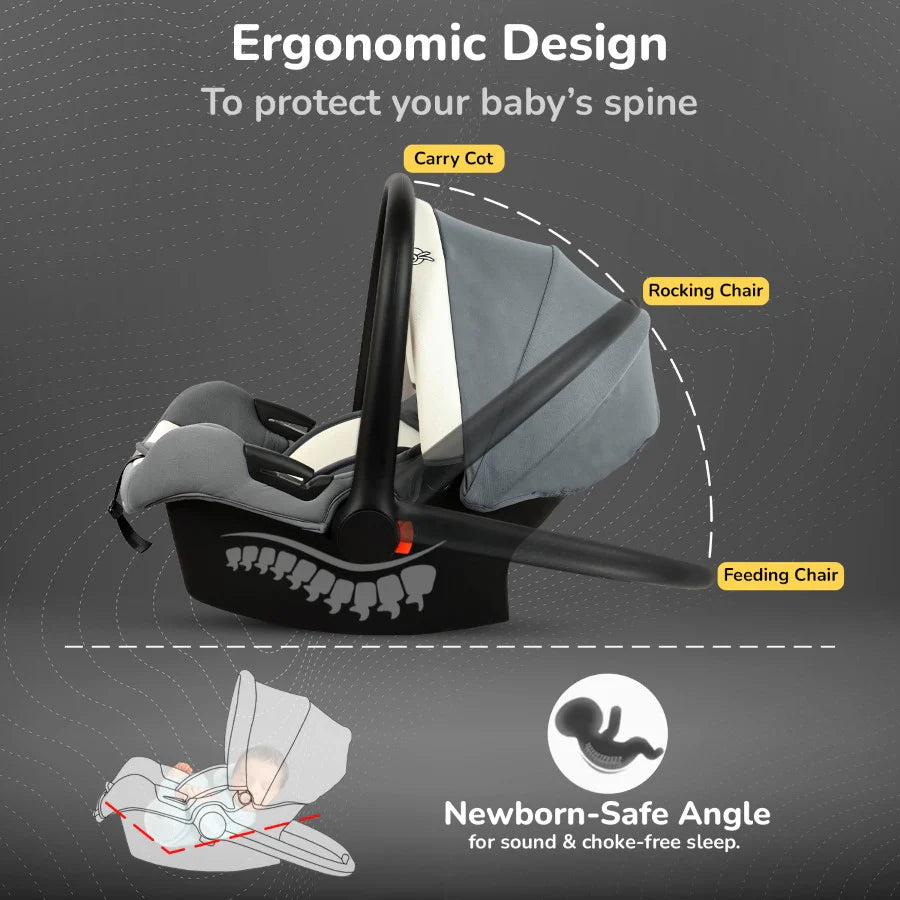 Picaboo Sportz – 3-in-1 Convertible Carry Cot, Rocker & Feeding Chair (R FOR RABBIT)